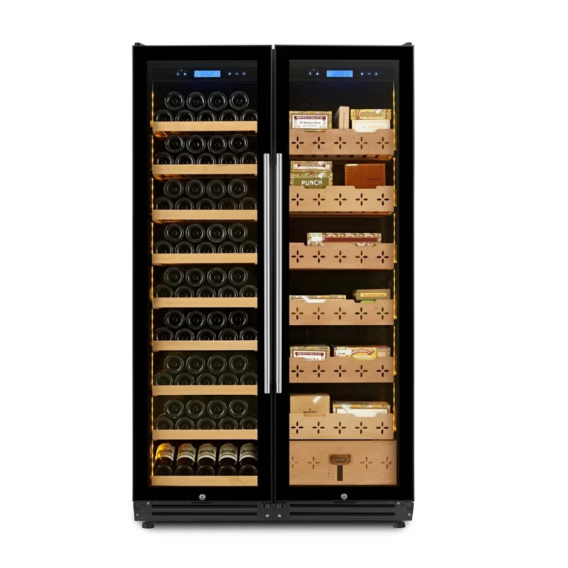 # for Cigar Humidor Cabinet, 508L Spanish Cedar Wood Wine Cooler Fridge, 2-Door Compressor Dual Zone Refrigerator for Home