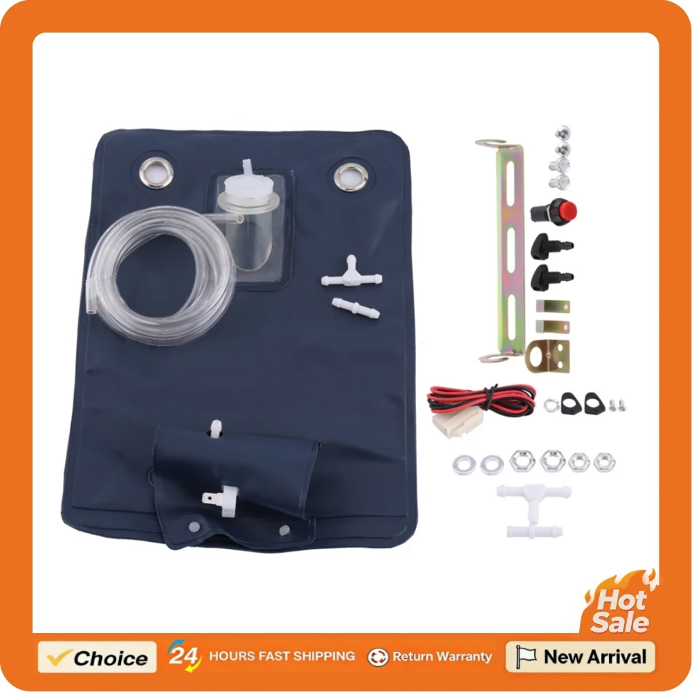 12V Universal For Car Windshield Washer Pump Bag Kit With Jet Button Switch Washer Pump Bag for Classic Cars Washer Pump Bag
