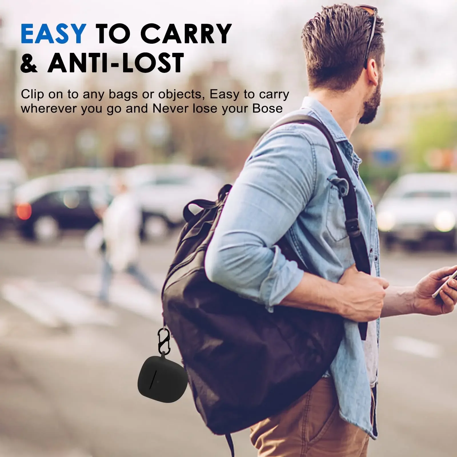 غطاء حماية من السيليكون مقاوم للغبار والصدمات لسماعات الأذن Bose QuietComfort II 2 QC2 TWS المانعة للضوضاء مع حلقة تسلق