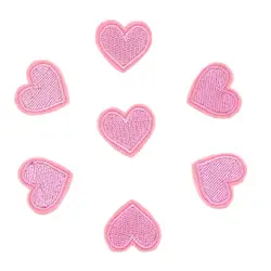 Patchs brodés en forme de cœur rose pour vêtements de bébé fille, autocollants thermocollants, appliques en tissu bricolage, petit coeur d'amour, 20 pièces par lot