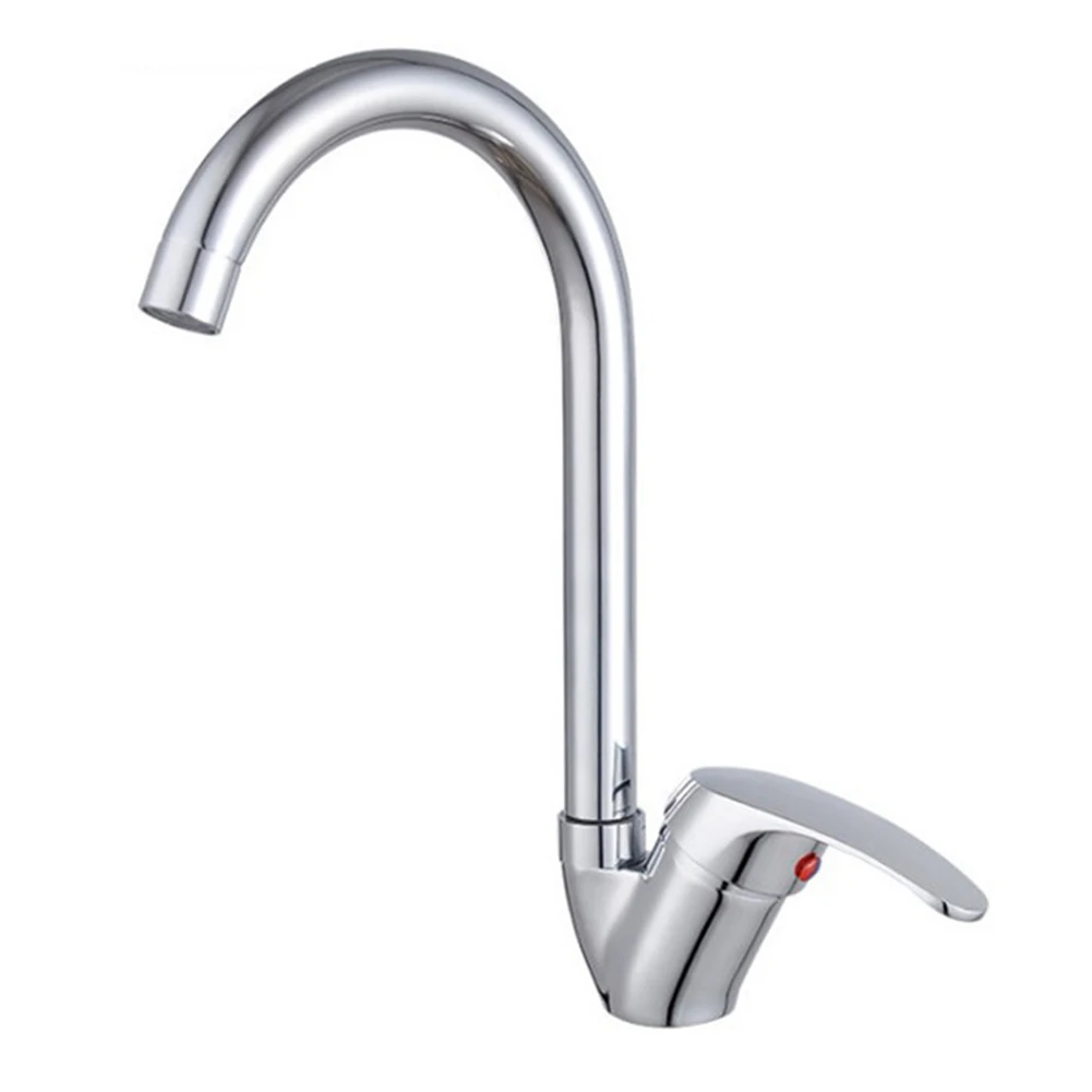 Simple Single Sink Faucet Lever Mixer Tap Zinc Alloy Hot Cold Big Bend Versatile Tube Rotating Faucet Modern Kitchen Accessories