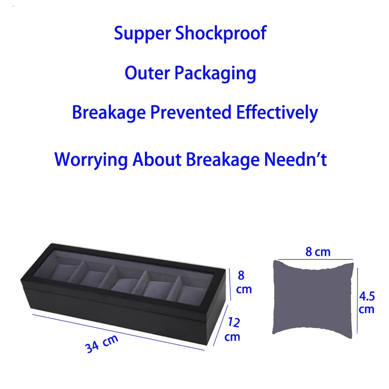 Caja de reloj de madera de pintura blanca mate de 5 dígitos, caja de reloj de hora, caja de reloj de joyería, organizador de almacenamiento de exhibición de regalo