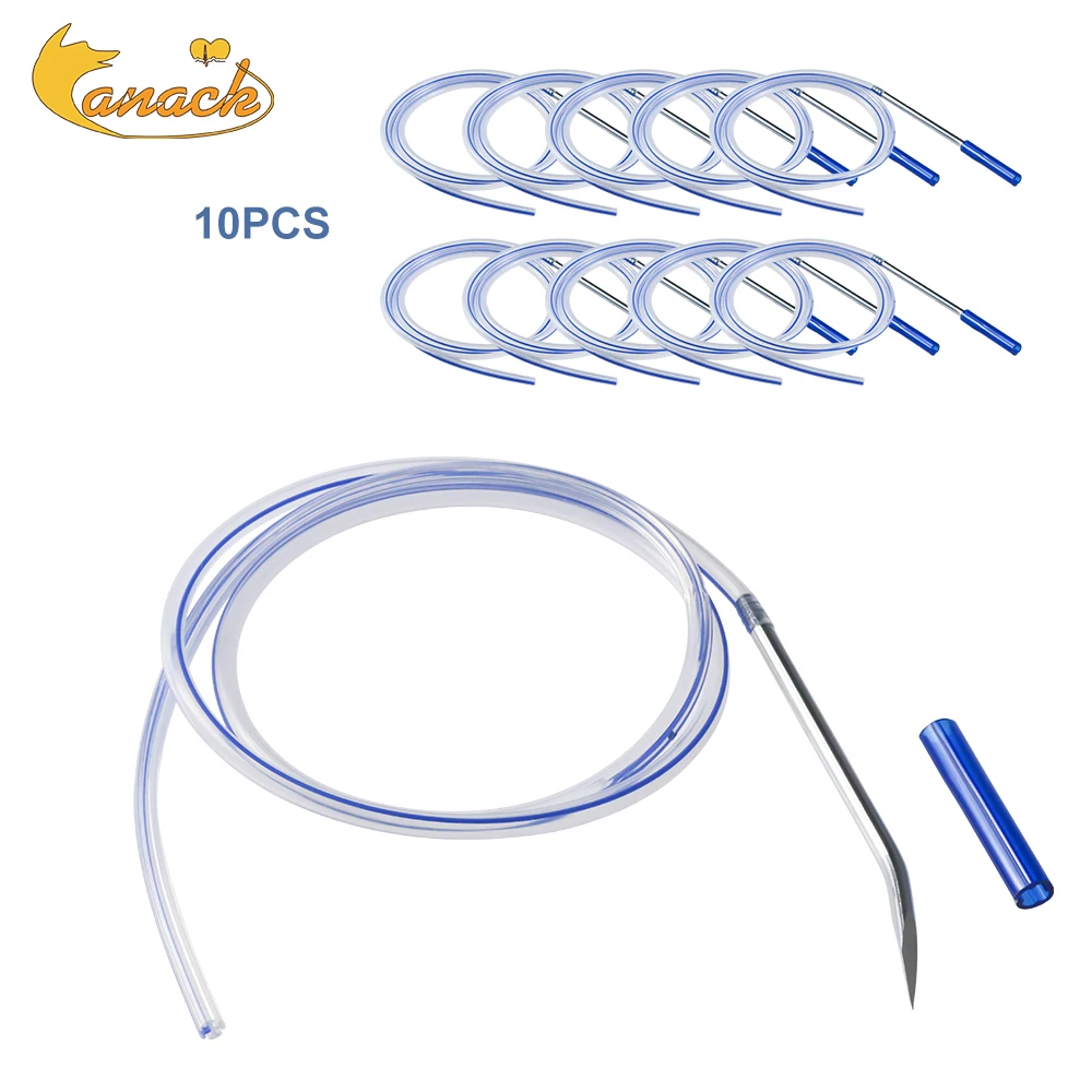 10PCS Round Fluted Drain Medical Grade Silicone 10Fr-24Fr With Trocar Clog Proof Open Slot Drainage Tube Veterinary Equipment