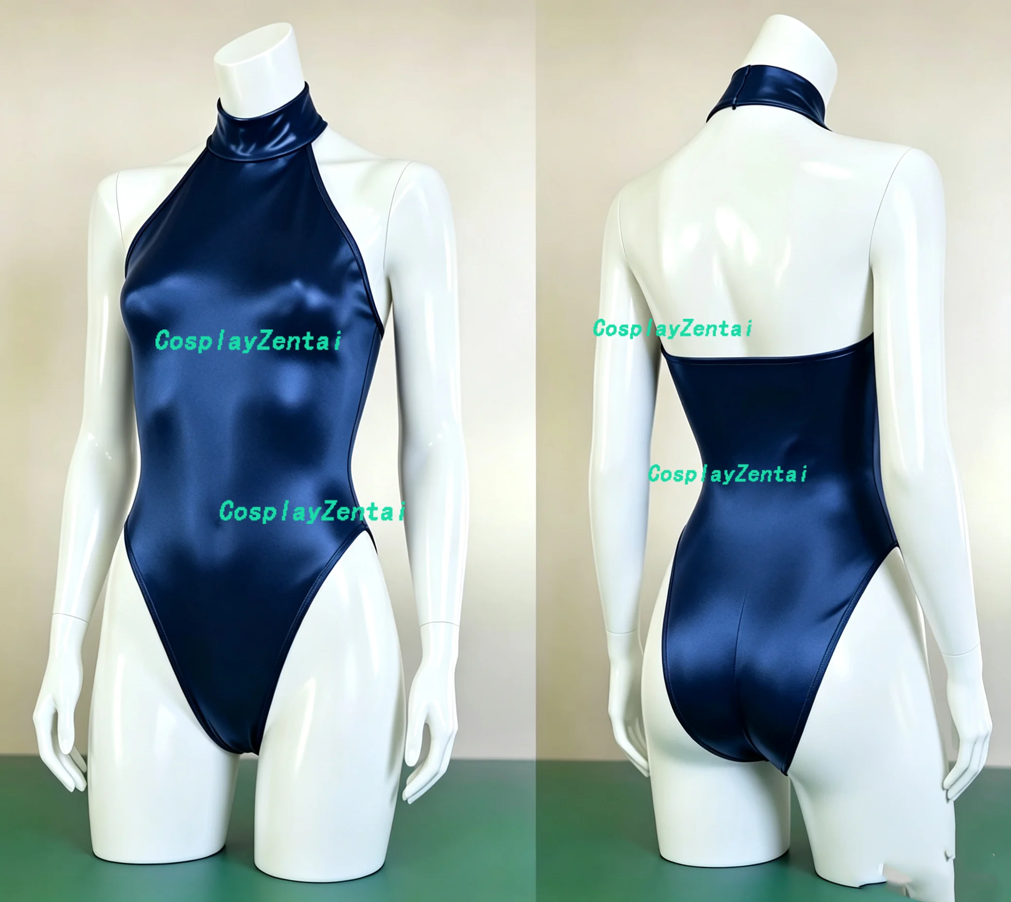 Shiny Bright Smotth Oily High Quality Spandex Halter Zentai Tight Catsuit Halloween costumes Woman/Men