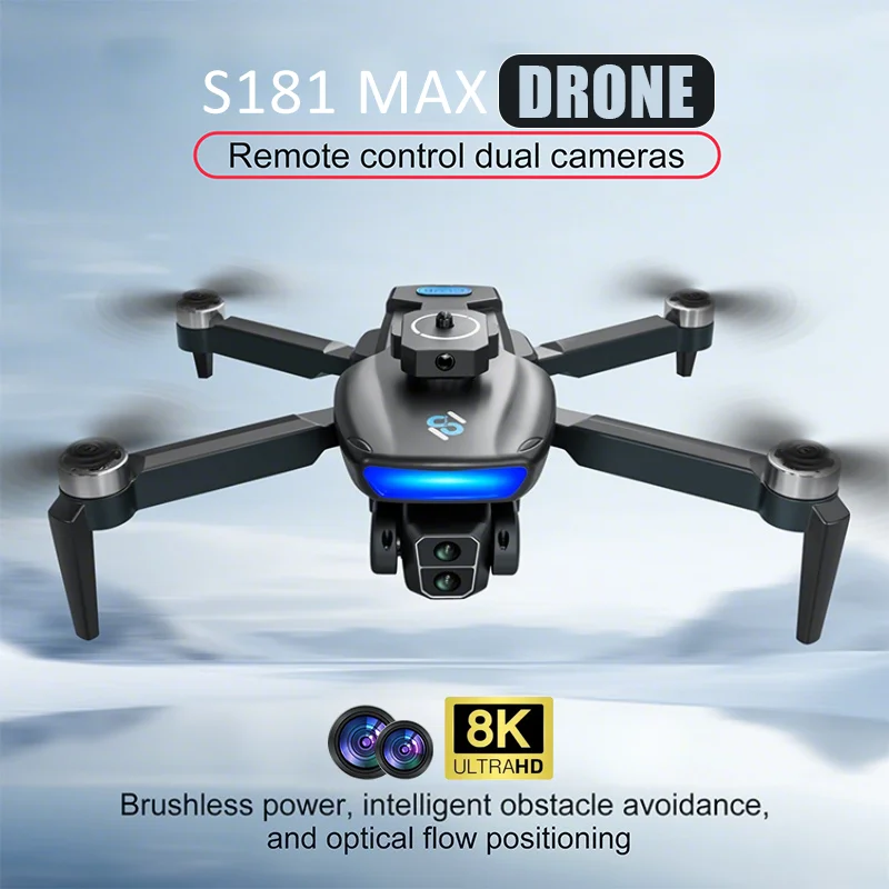 

S181 RC Drone 8K ESC Dual Cameras 5G GPS Optical Flow Brushless Obstacle Avoidance Foldable Professional Quadcopter Kids Gifts