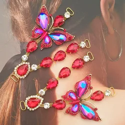 New 6 pairs/lot Butterfly Sandal Decoration Rhinestone Shoe Buckle  Flip Flop Ornament Garment Buckle LSRC041-1