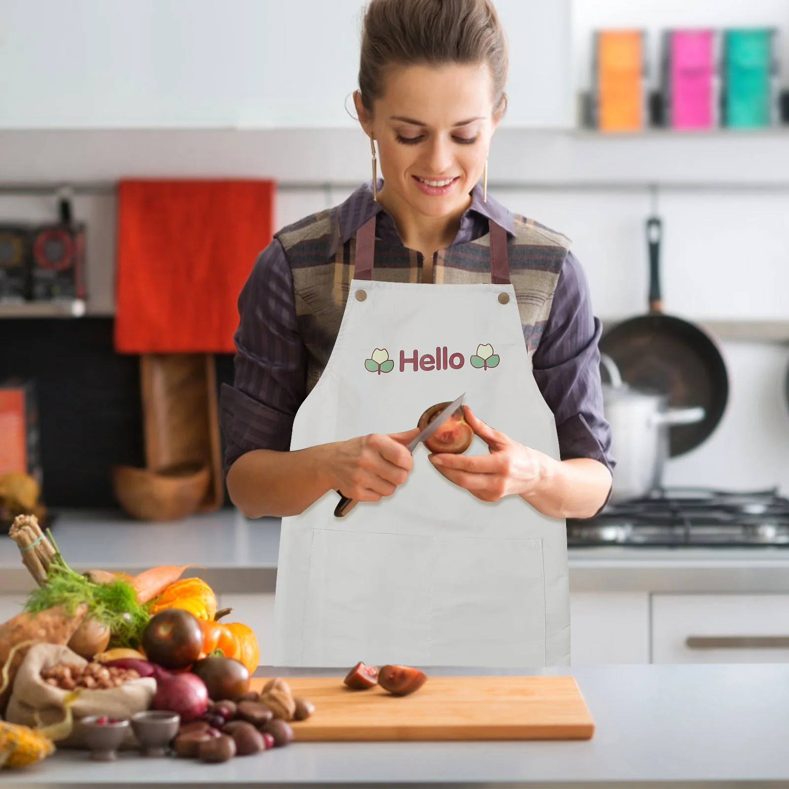 

Kitchen Apron Waterproof Oil Proof Apron with Adjustable Strap and Pocket Multi Function for Cooking Baking Gardening