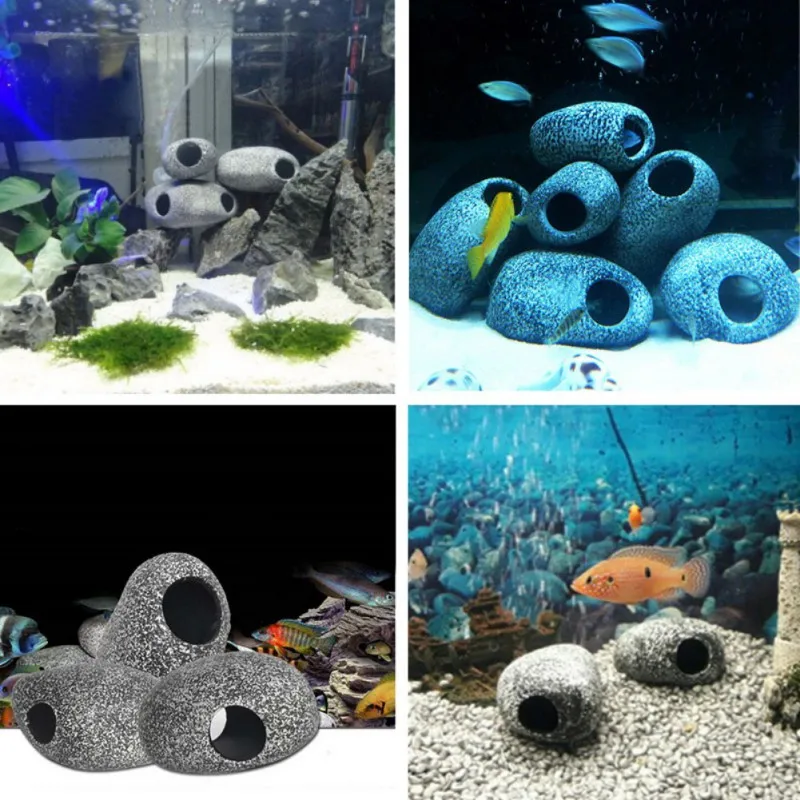 Rock Cave Aquarium Decorations Resin Stackable Stones Ornament Fish Tank Accessories for Betta Shrimp Reptiles Play and Rest