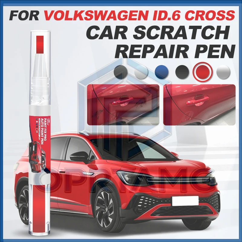 Car Tool Accessories Paint Repair Pen Touch Up Scratch Remover DIY Auto Accessories For Volkswagen ID.6 -Cross White LC9A Pur