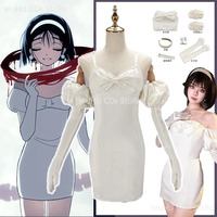 a7d@Anime Alien Stage Sua Cosplay Costume White Dress Sua Wig Headwear Fancy Party Clothing Women Halloween Carnival Uniformsa7d