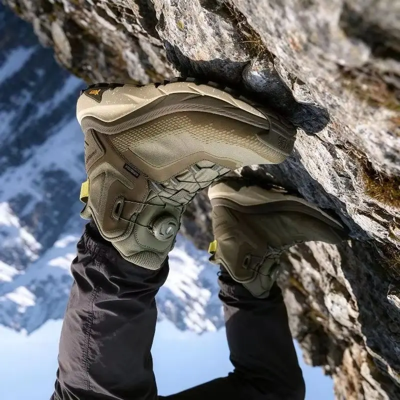 2026 New Trend Men Hiking Shoes Non-Slip Outdoor Shoe For Men Mountain Quick Lacing Hiking Shoes Mans Mid-Top Trekking Boots Men