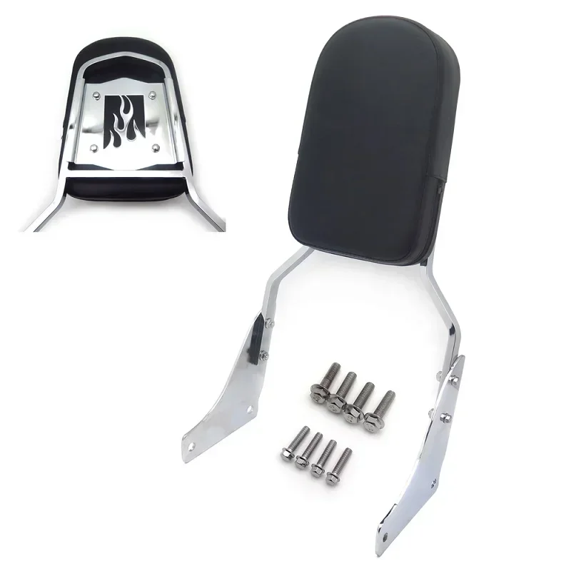 Aftermarket Motorcycle Flame Backrest Sissy Bar W/ Leather Pad for Honda Shadow ACE 1100/Tourer/Sabre