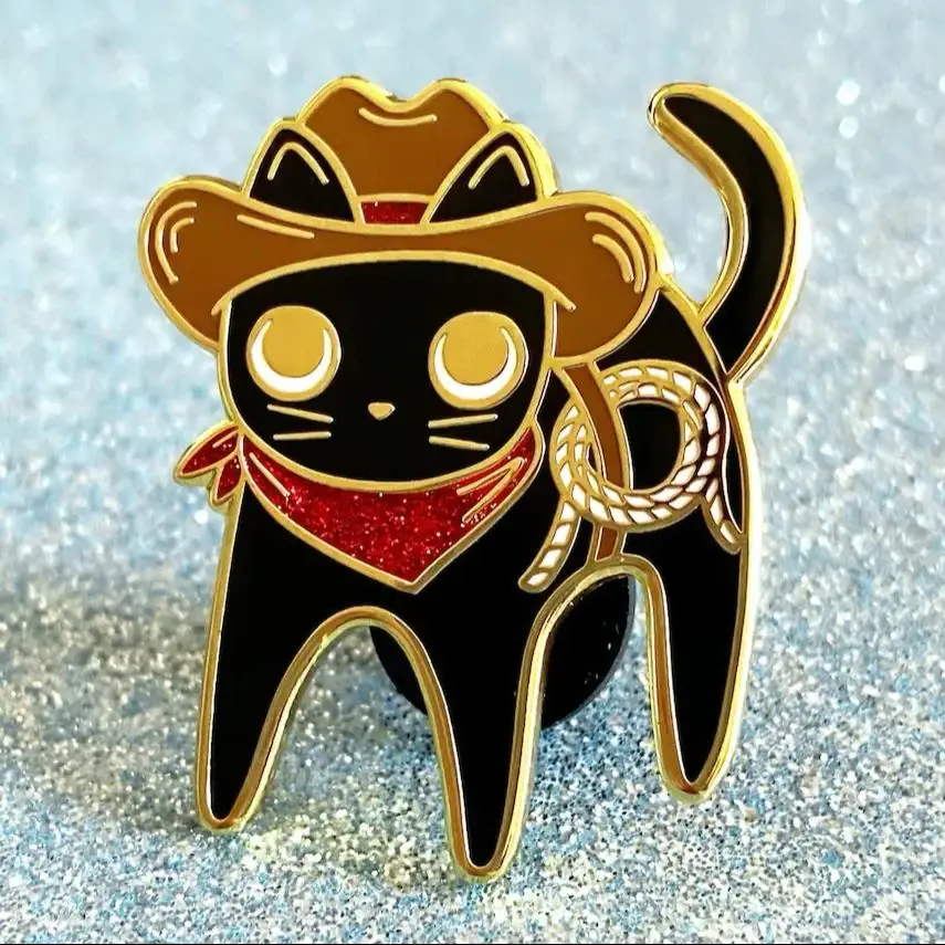

Cowboy Cat Sparkly Enamel Pin 2024 Fashion New Cute Funny Animal Lapel Badge Delicate Smooth Brooch Jewelry Christmas Present