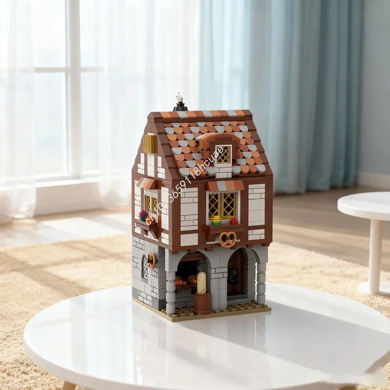 780 stks MOC Middeleeuwse Bakkerij Castleed Model Bouwstenen Architectuur Monteren DIY Kerstcadeau Onderwijs Speelgoed Baksteen Verjaardag