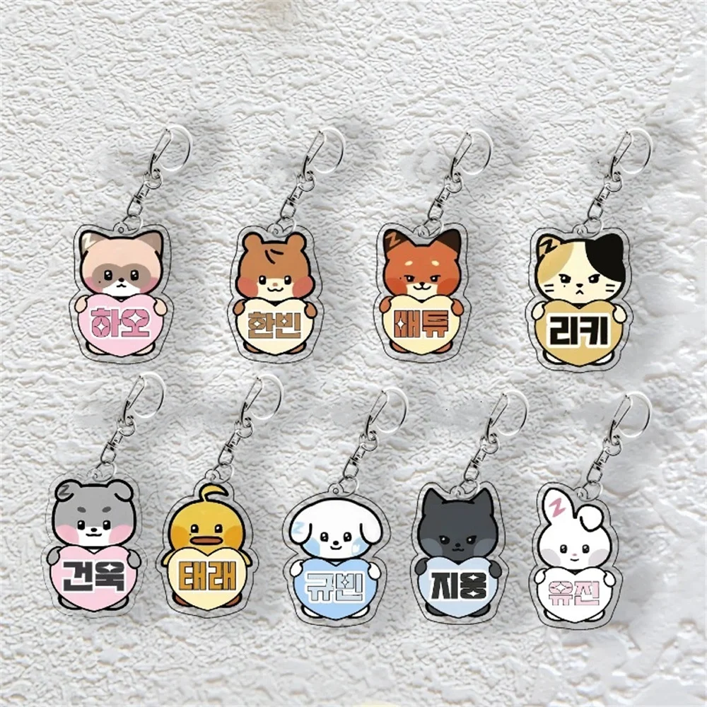 Kpop ZB1 INS Style Cartoon Keyring Lovely Transparent Acrylic Backpack Pendant PARKGUNWOOK HANYUJIN ZHANGHAO Fans Gift Collect