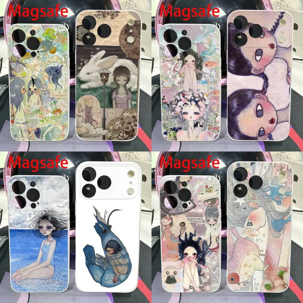 

A-Aya Takano Japanese Phone Case For iPhone 14,16,15,11,13,17,12,Air,Mini,Plus,E,Pro,Max Magnetic Magsafe Frosted Cover