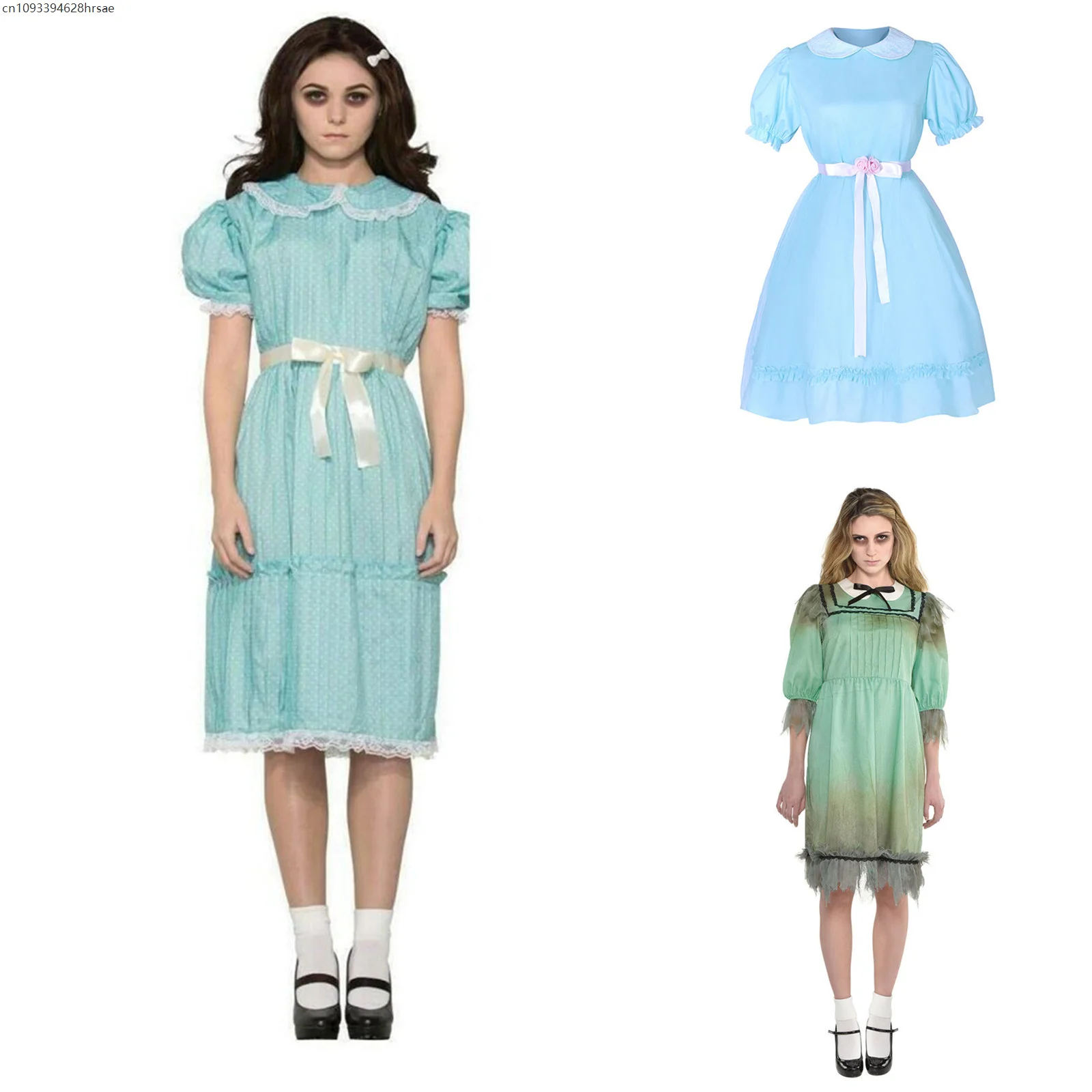 

Girls Cosplay Shining Costume Horrible Blue Dress Twin Dress Sister Costume Halloween Dress Up 2025