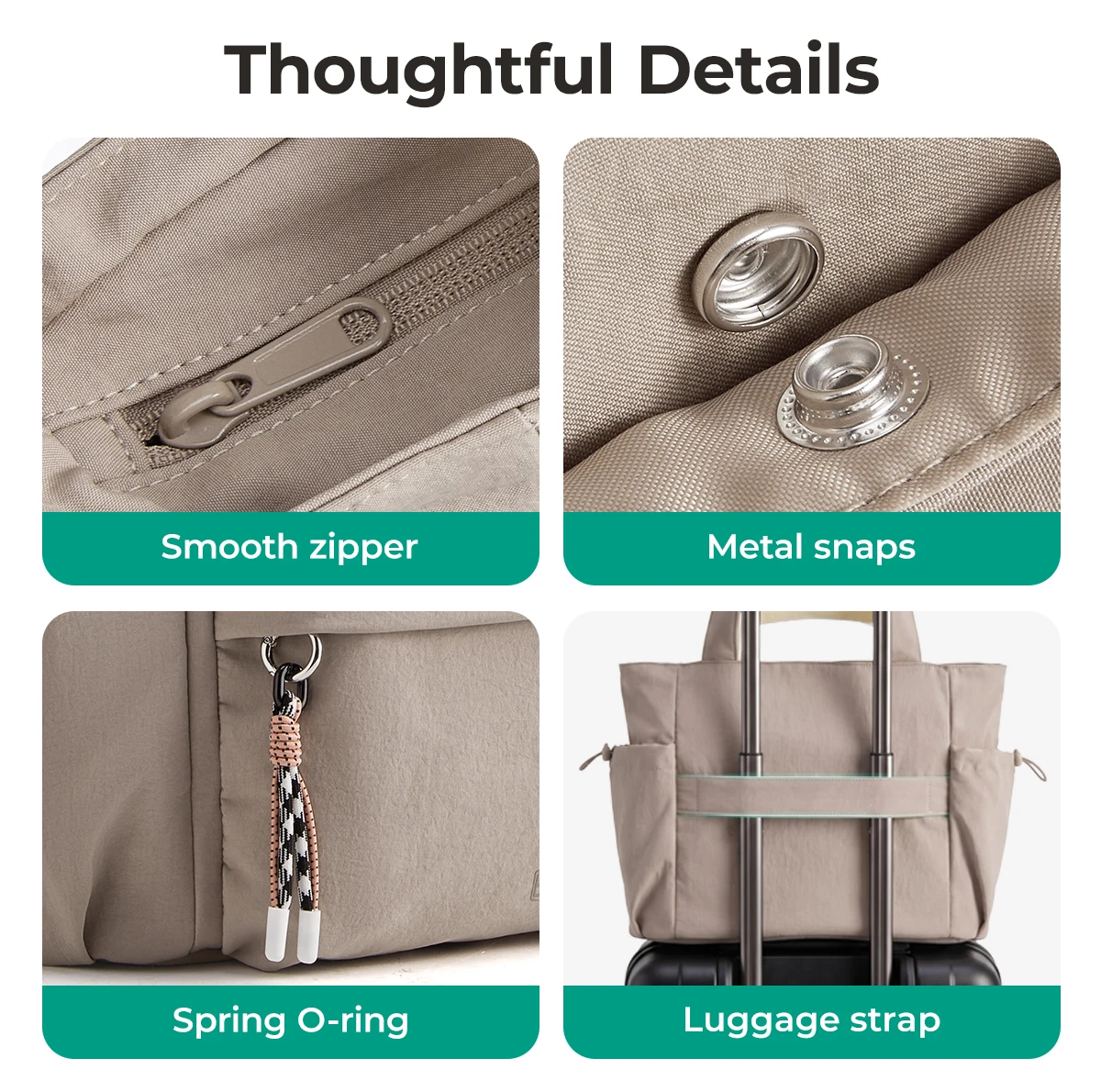 BAGSMART Damen-Tragetasche mit mehreren Taschen, wasserabweisende Schultertasche, für Pendler, Schule, Mama, Reisen, Freizeittasche – Detail 9