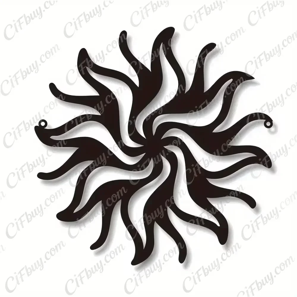 CIFBUY Whimsical Sun Metal Wall Art Sign Iron Decor Silhouette Rust Proof Waterproof For Indoor Outdoor Garden Patio Porch Yard