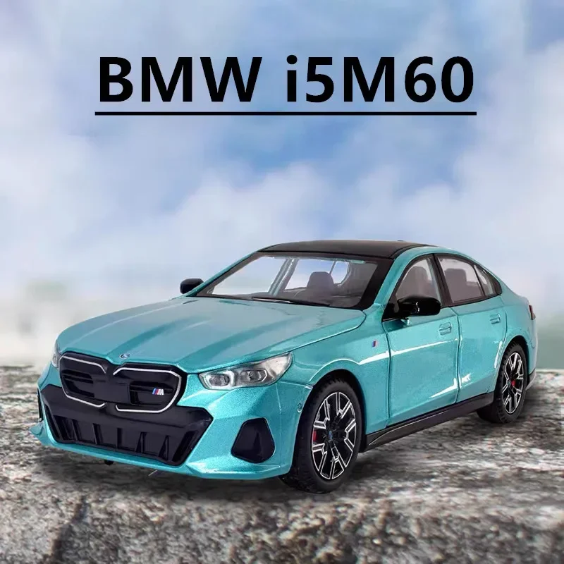 1:24 BMW i5 M60 Coupe Alloy Car Model Diecasts Metal Limousine Pure Electric Vehicles Car Model Simulation Sound Light Kids Gift