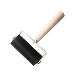 Rubber Roller with Solid Wooden Handle Ink Roller for Printing Scrapbooks Wallpapers Stamping