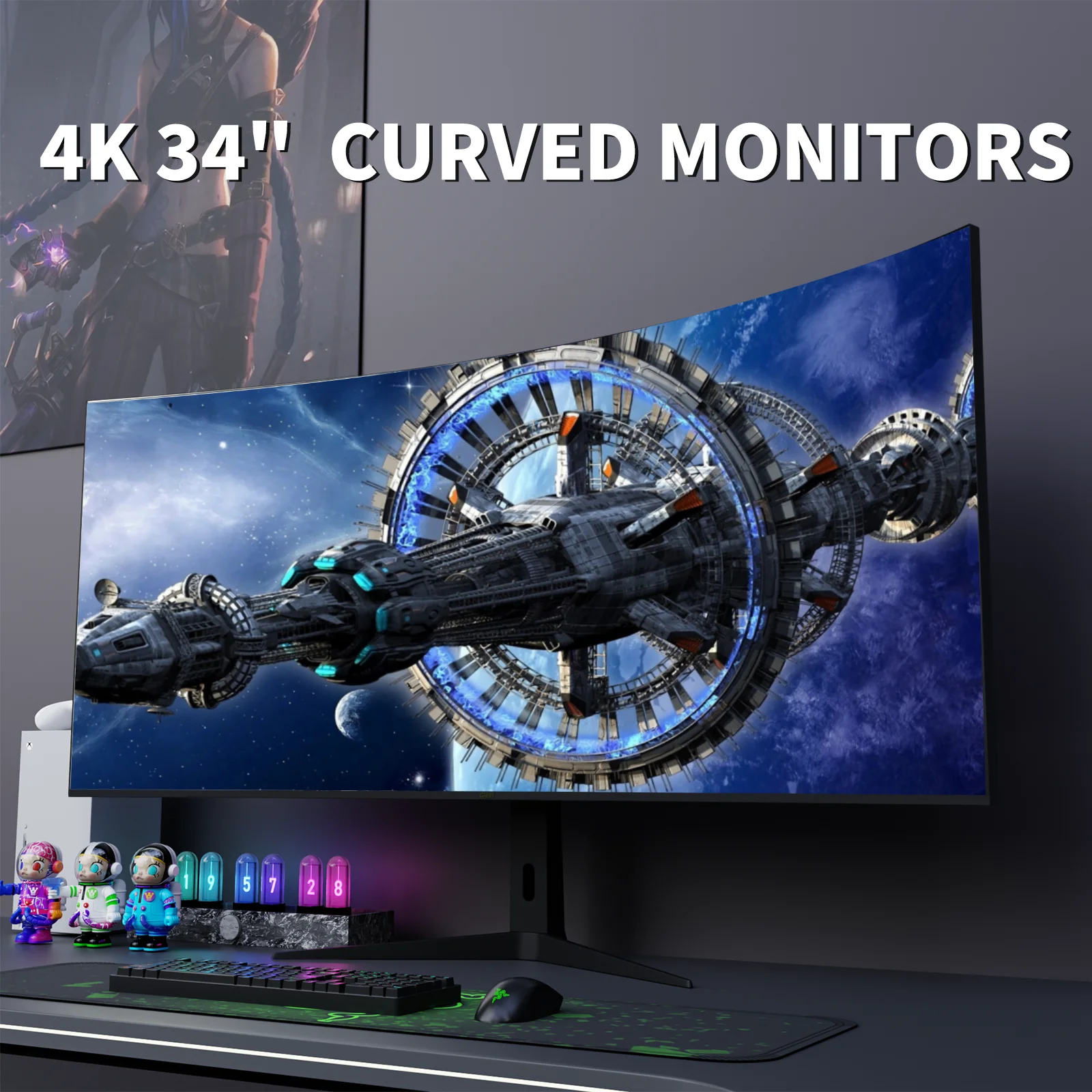 

34-inch 4K Nano-IPS screen 80Hz-21:9 curved widescreen monitor, gaming display for big game enthusiasts