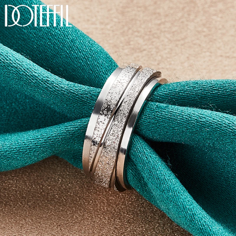 DOTEFFIL 925 Sterling Silver Matte Frosted Ring For Woman Man Fashion Wedding Engagement Party Gift Charm Jewelry