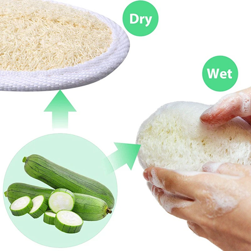 Natural Loofah Sponge Exfoliating Bath Gloves Disc Pad Facial Cleaning Brush Scrubbing Gloves Multifunctional Cleaning Tools