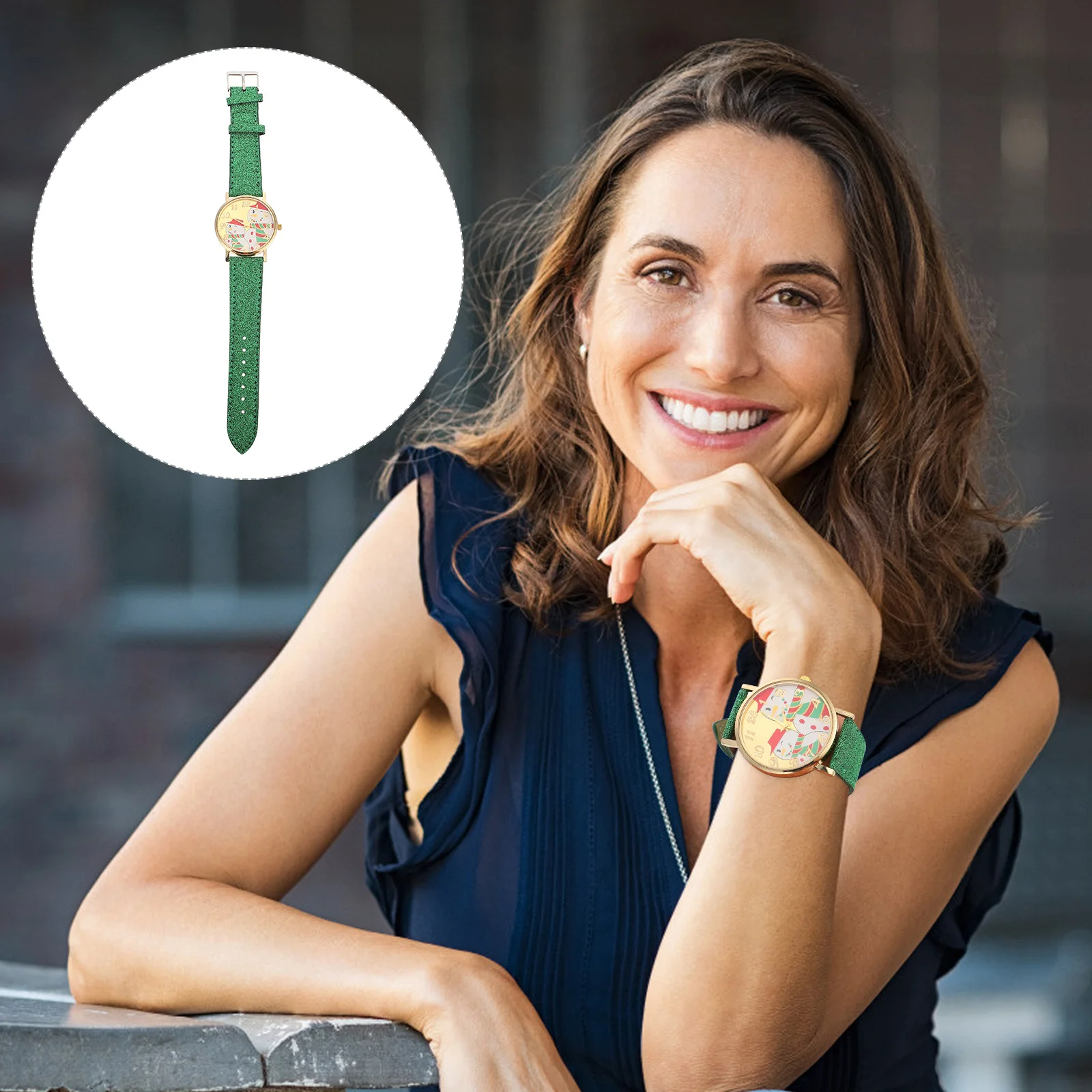 Relógios lindo Natal para senhoras cor Chrostmas pulso verde