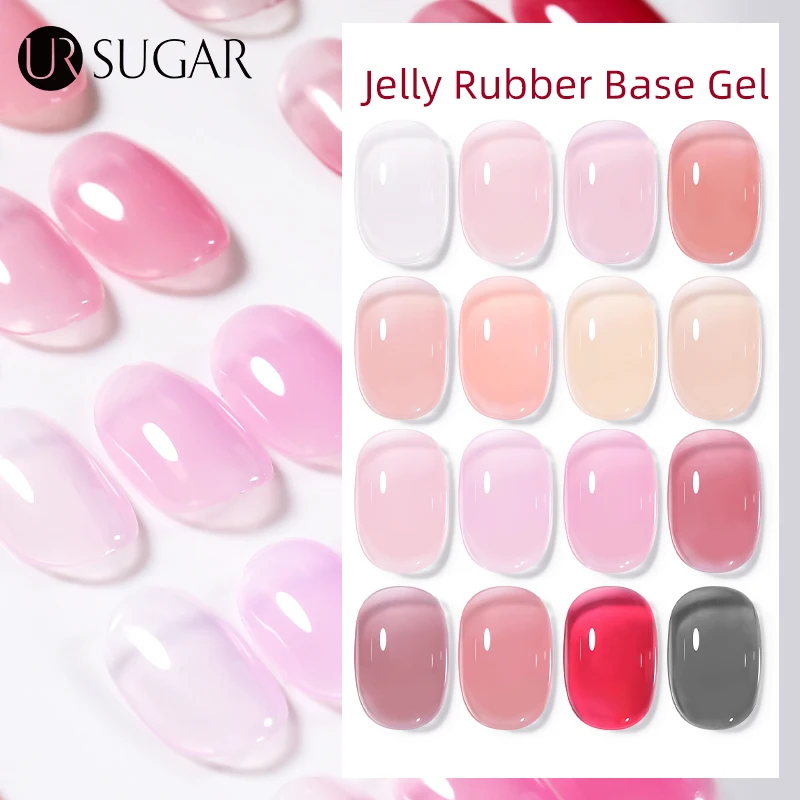 UR SUGAR 7ml Jelly Rubber Base Gel 2 in 1 Jelly Color Rubber Base Gel Functional Nail Gel Polish Nail Care UV LED Soak Off