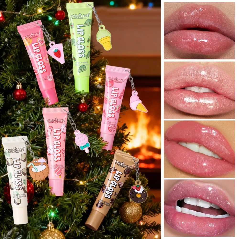 6 couleurs brillant à lèvres cristal Transparent gelée rouge à lèvres lubrifiant ligne des lèvres gelée sac couleur des lèvres verre lèvre cadeau de noël