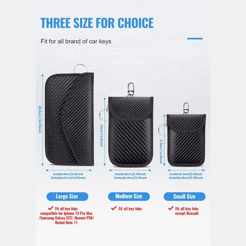 Faraday Car Key Bag Signal Blocking Pouch Keyless Entry RFID Blocker Bag for Car Security Anti-Theft Remote Protecter