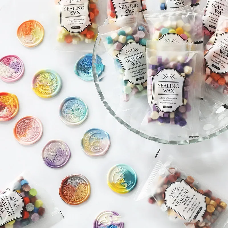 Sello de cera octogonal, cuentas de colores para manualidades, sobre Vintage, postal de boda, píldora de sellado, 100 unidades