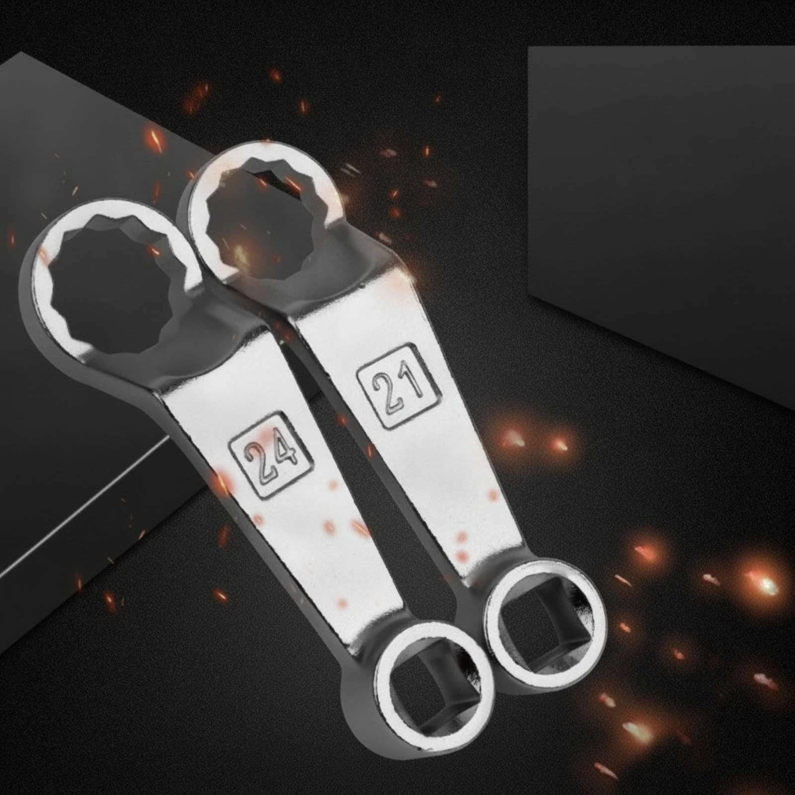 6 Piece Wheel Alignment Caster Angle Wrench Set with Polished Chrome Finish Molded Carrying Case for Auto Repair