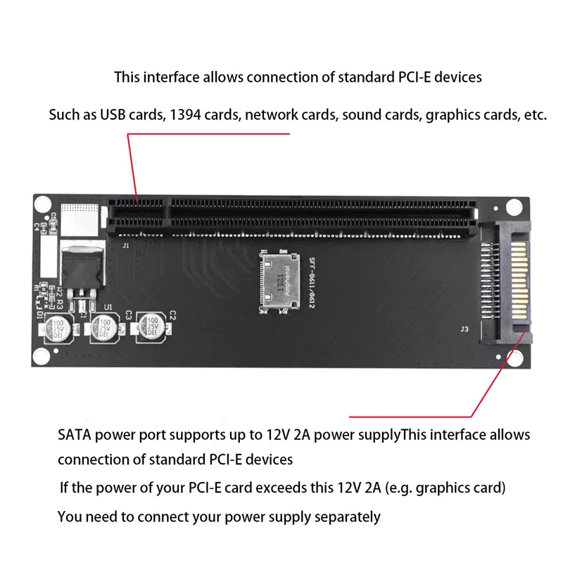 AT87-Mainboard SFF-8611 8612 NVMe M.2 SSD to PCIe 4.0 X16 Adapter Expansion Card PCIe X4 Riser Card External Graphics