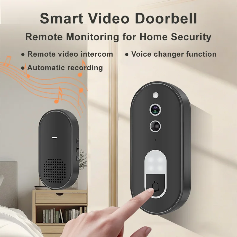 WiFi Video Doorbell Work With Tuya Smart Life Home Security Anti-theft Monitor Two-way Audio Intercom Night Vision Function