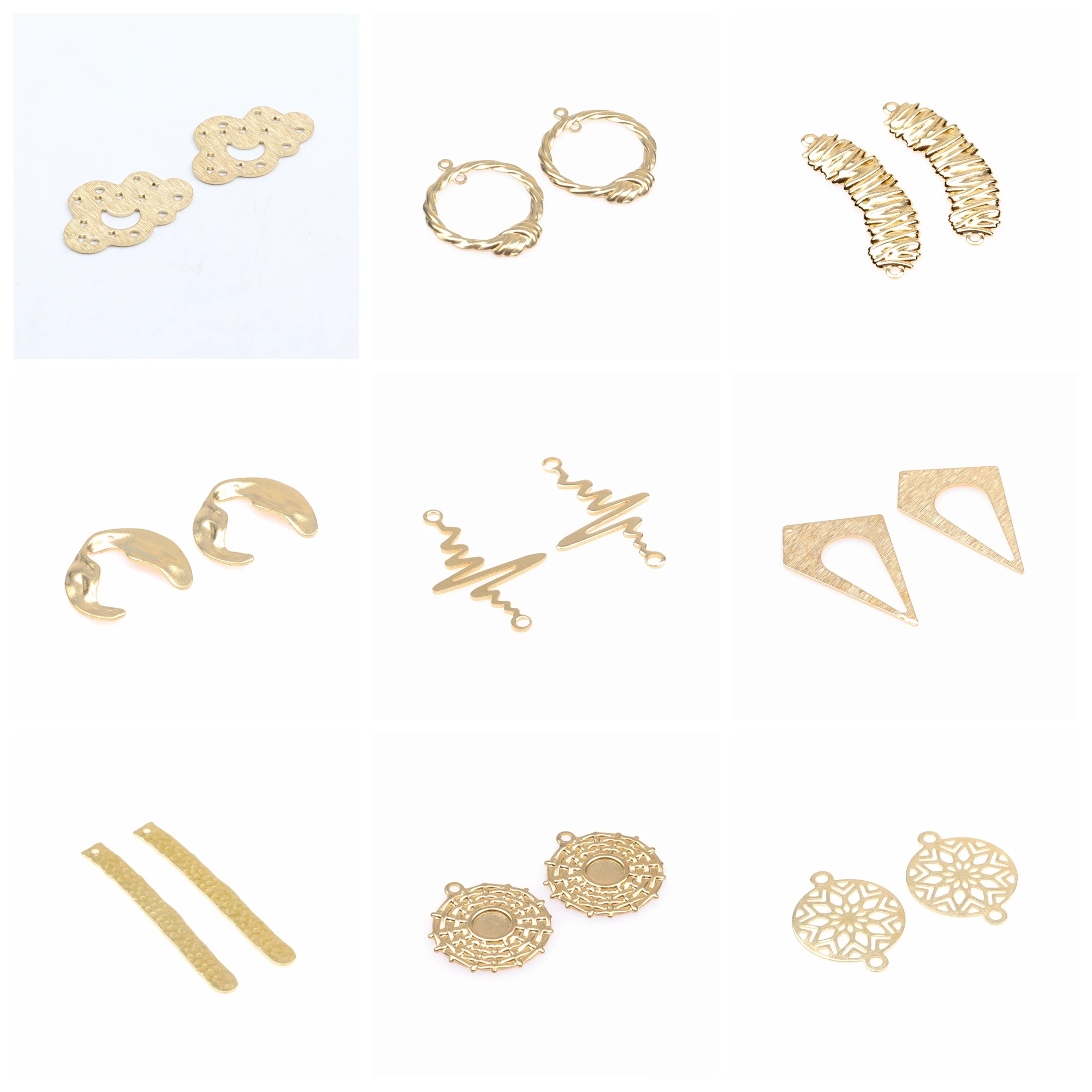 Raw Hammered Brass Charms,Geometry connector,Findings Accessories For Diy Earrings Necklace Bracelet DIY Making,Jewelry Supplies