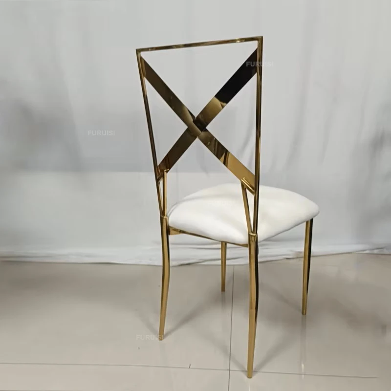 *Newest Design Cross Back Wedding Chairs Stainless Steel Silver or Gold Wedding Party Dining Chairs
