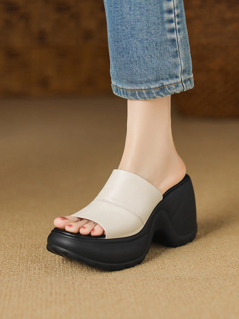 

Women's 0cm W Heel Sandals Thi Bot Slip-On Outdoor Wear Waterproof Platform High Heel Flat Korean Sle Summer oes