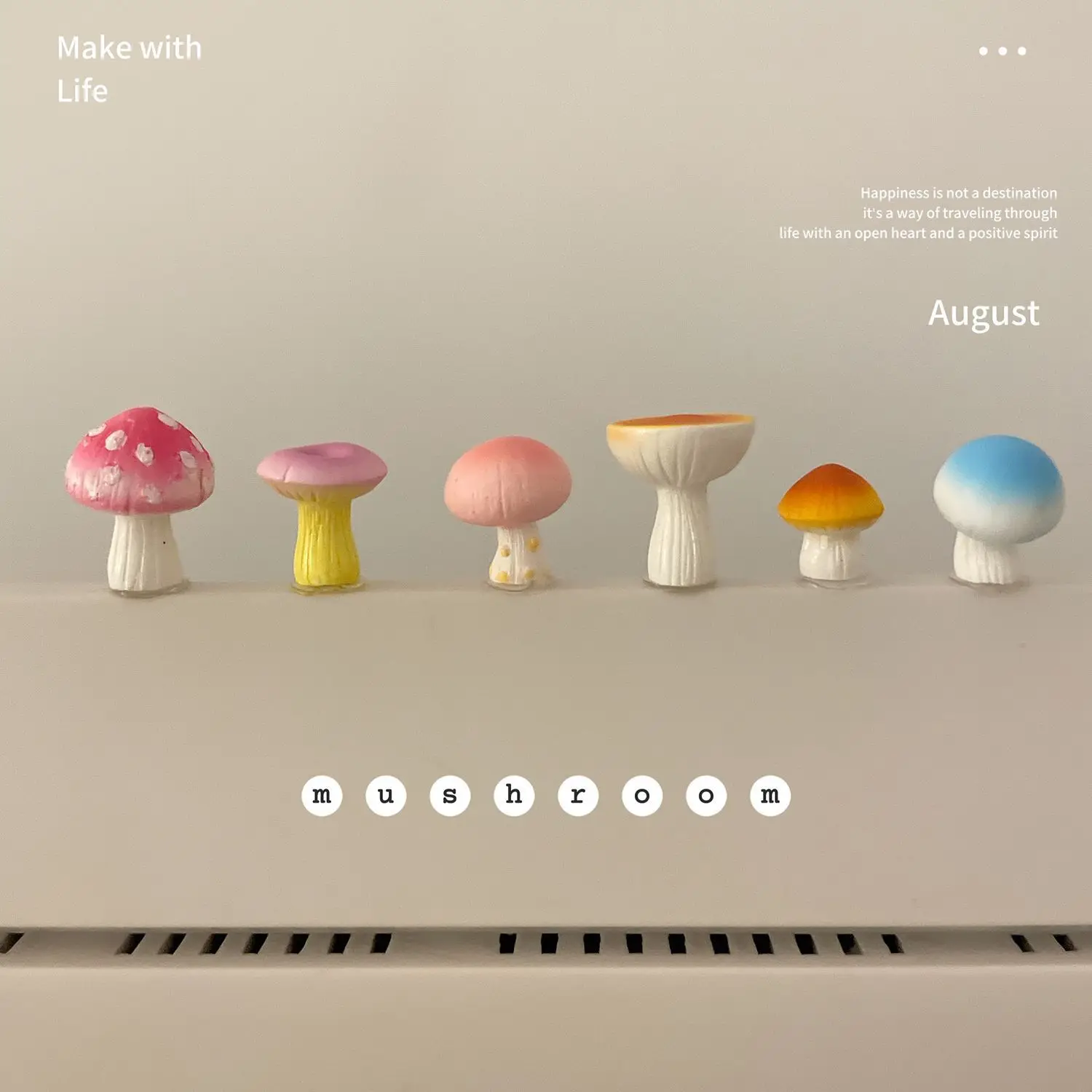 6/12pc  Mushroom workstation computer screen small ornament car decoration office healing decompression desktop decoration gift