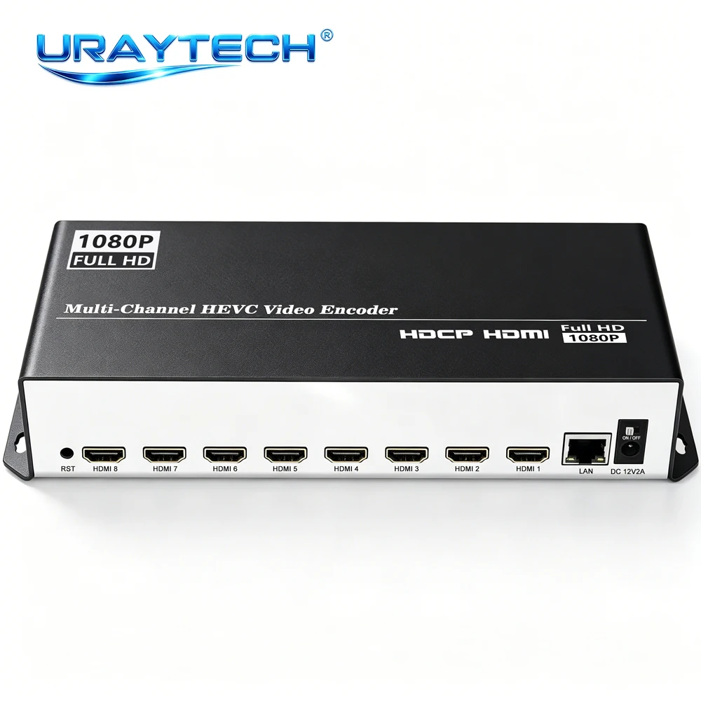 Encodeurs de streaming en direct IPTV avec UDP, HLS, RTMP, RTSP, SRT, ONVIF, 8 canaux, HEVC H.264, HD, HDMI vers IP