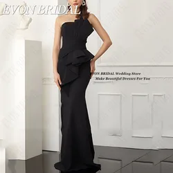 EVON BRIDAL Strapless Black Celebrity Evening Dresses Sleeveless Mermaid Satin Formal Occasion Dresses Floor Length Custom Made