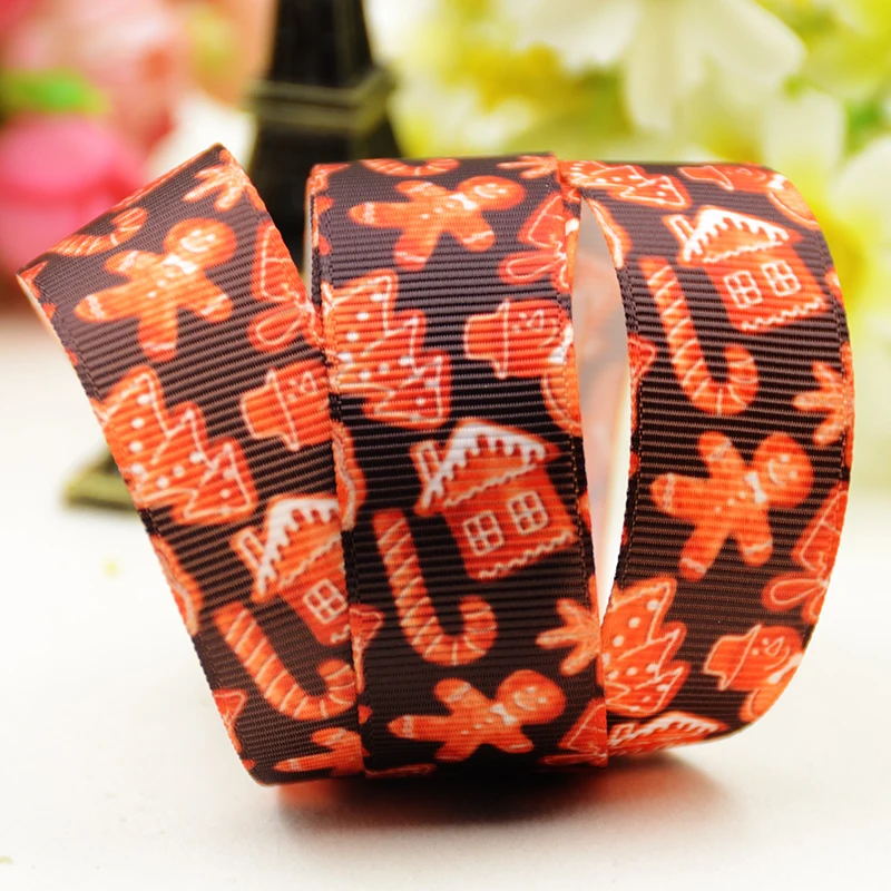 22mm 25mm 38mm 75mm Christmas cartoon printed Grosgrain Ribbon party decoration 10 Yards satin ribbons