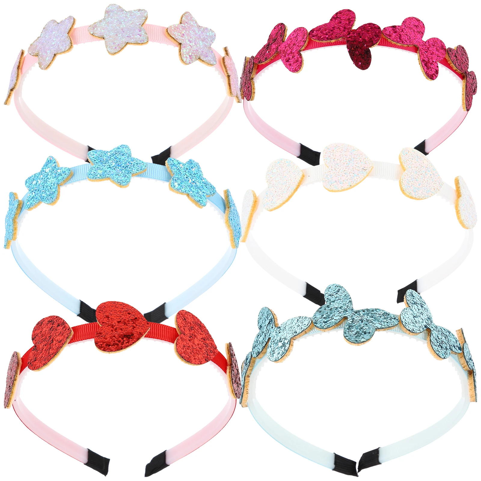 

6Pcs HeartShaped Hairb s Sequin Glitter Elastic Headb s Girls Accessories Rainbow Colors NonSlip Wedding Festival Gifts HairCare