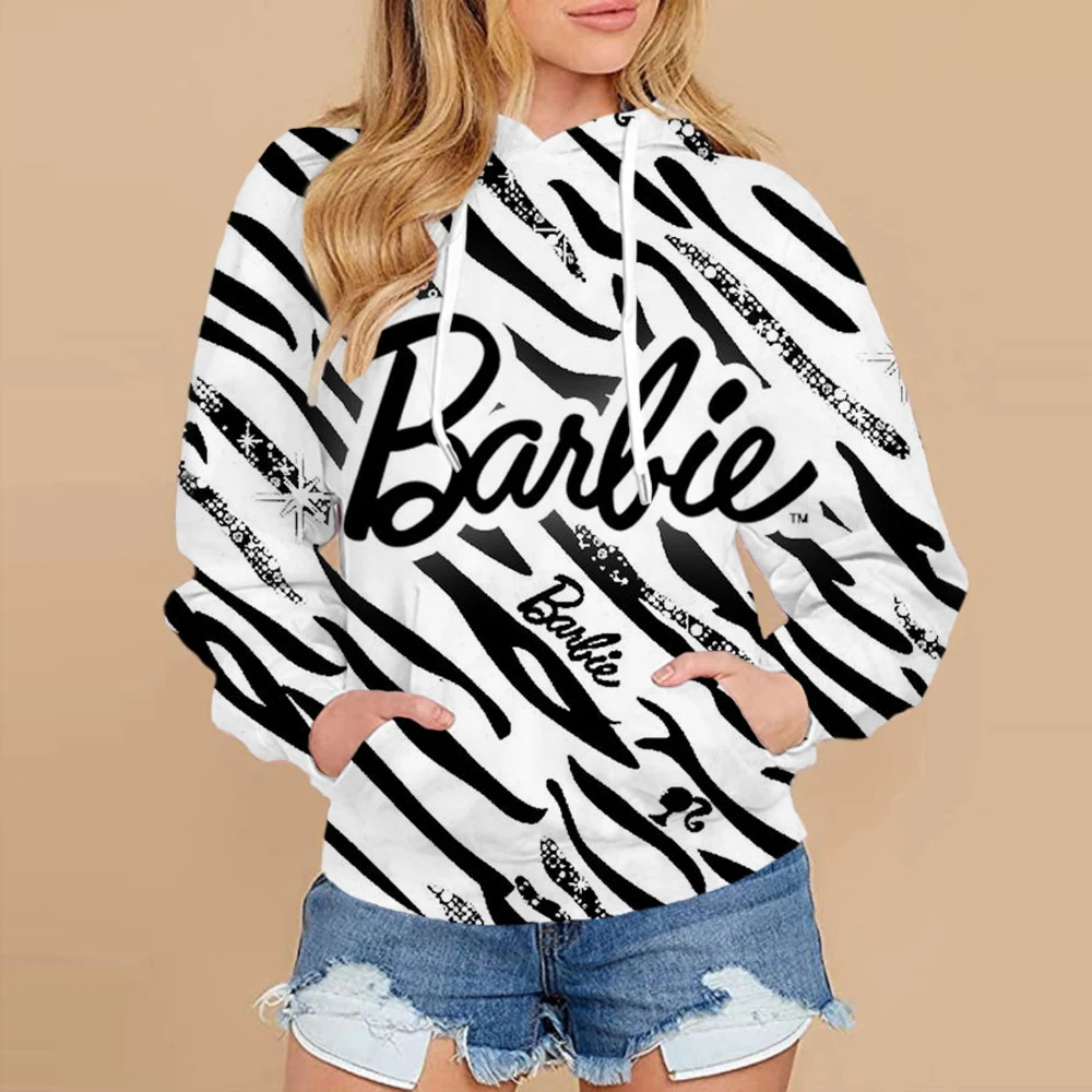 Barbie Hoodie Autumn and Winter Style Ins Loose Jacket Anime Kawaii Sweatshirt for Women Clothing Birthday Gifts