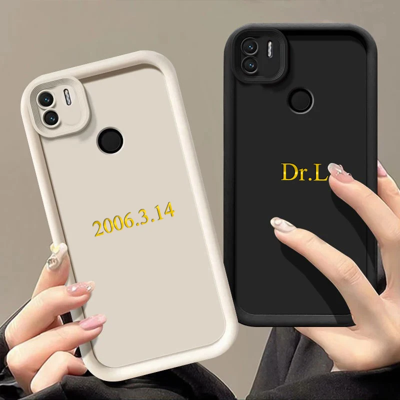 For Xiaomi POCO C50 C51 Personalized Custom Name Case Engraved Initials Candy Bumper Shockproof Protective Cover POCO C50 C51