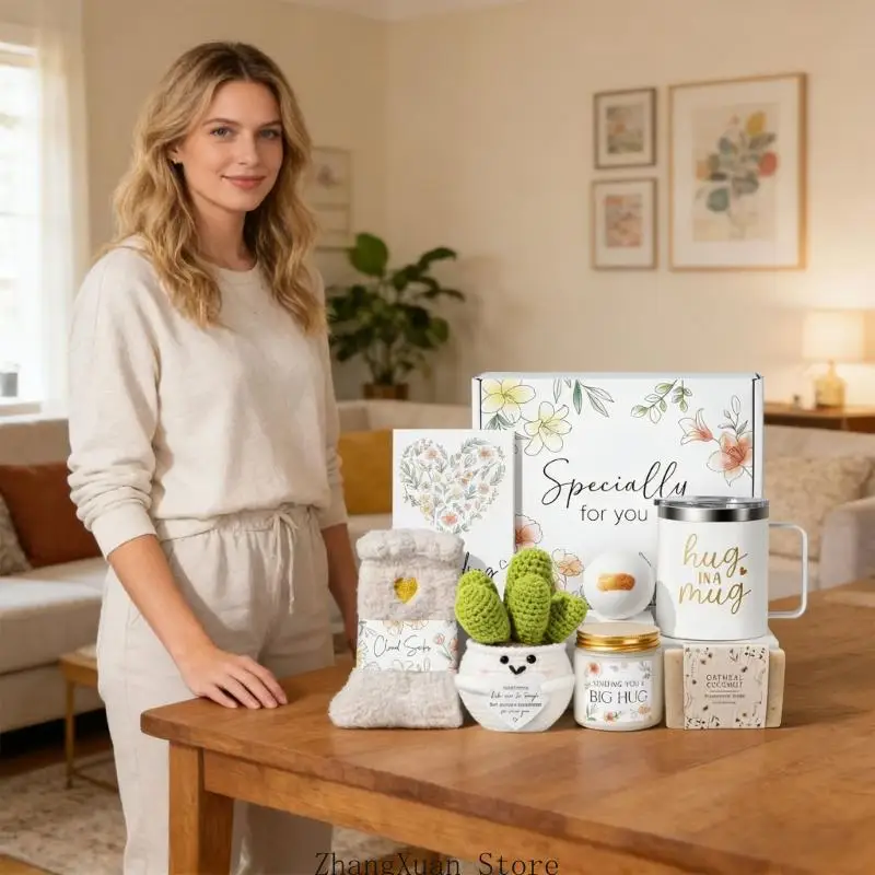 Geschenkset für Frauen, 8-teilig, Flanelldecke, Thermobecher, Duftkerze, Pflege für Sie, angenehme Erholung, Unterstützung 3 x – Detail 2