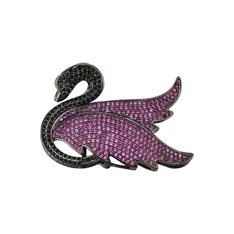 2025High-end, exquisite and elegant, crystal, colored swan brooch, high-end suit accessory pin for women