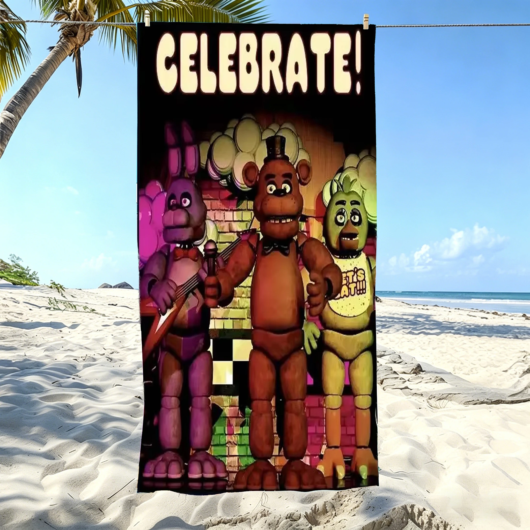 F-Five Nights at Freddy's FNAF Celebrate Beach Towel Microfiber Quick Dry Horror Game Bath Towel For Pool Beach Travel Game Fans