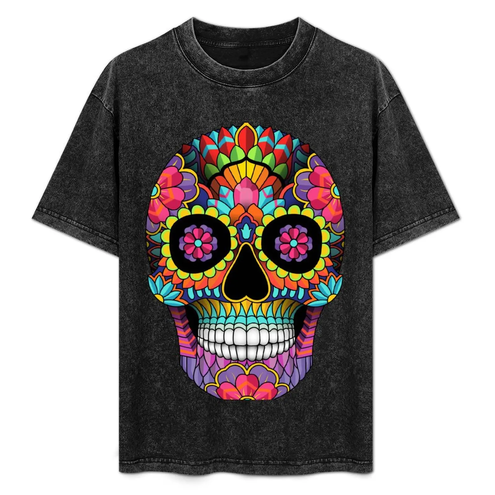 

sugar skull full colors T-Shirt t shirt man cotton t shirts for man graphic vintage T-Shirt